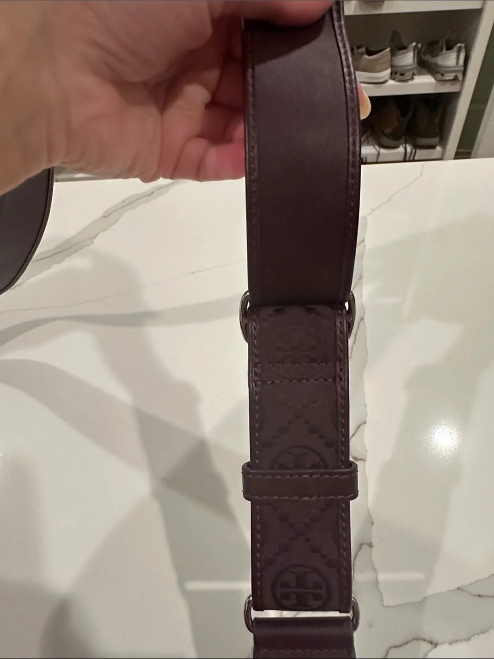 Tory Burch Pebbled Leather Crossbody in Deep Burgundy